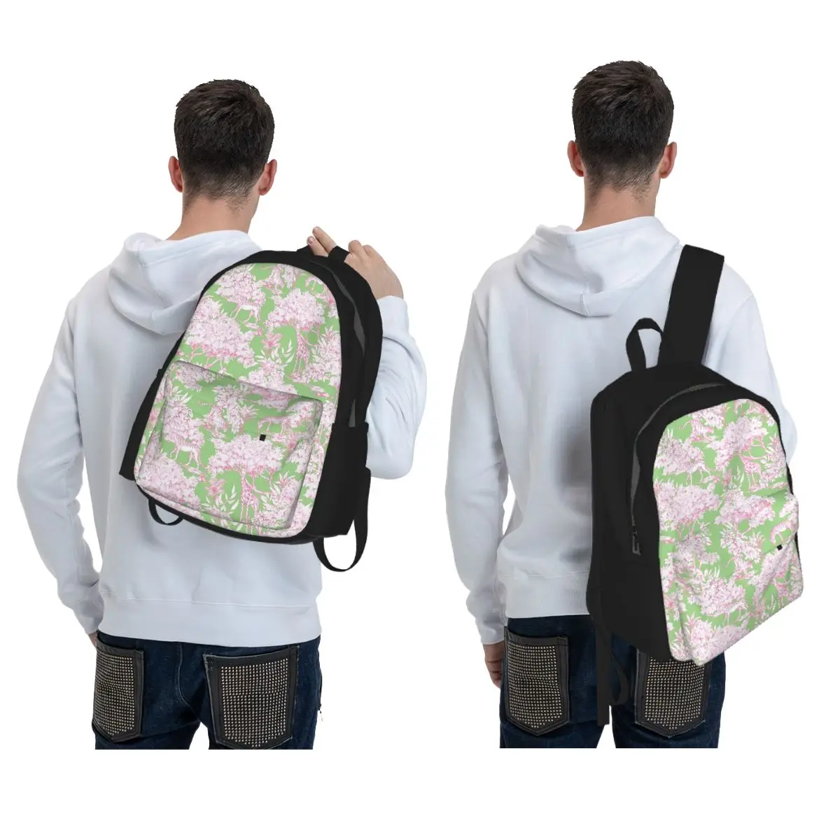 Forest Toile De Jouy Backpack Daypack Large Capacity Children BookBag School Bag Shoulder Bags for Men Women