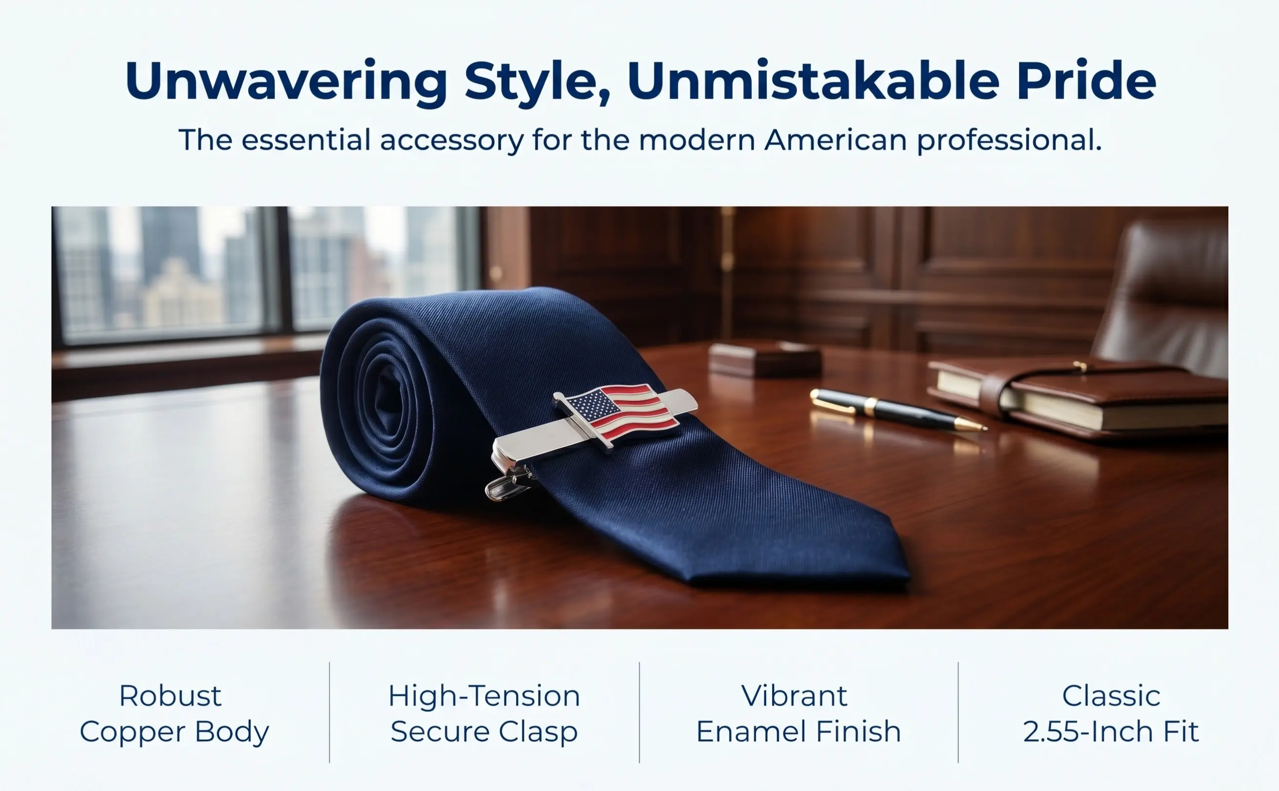 2 Pcs Suit Tie Clip Flags Metal Rust-resistant Necktie Clips for Men Fashionable
