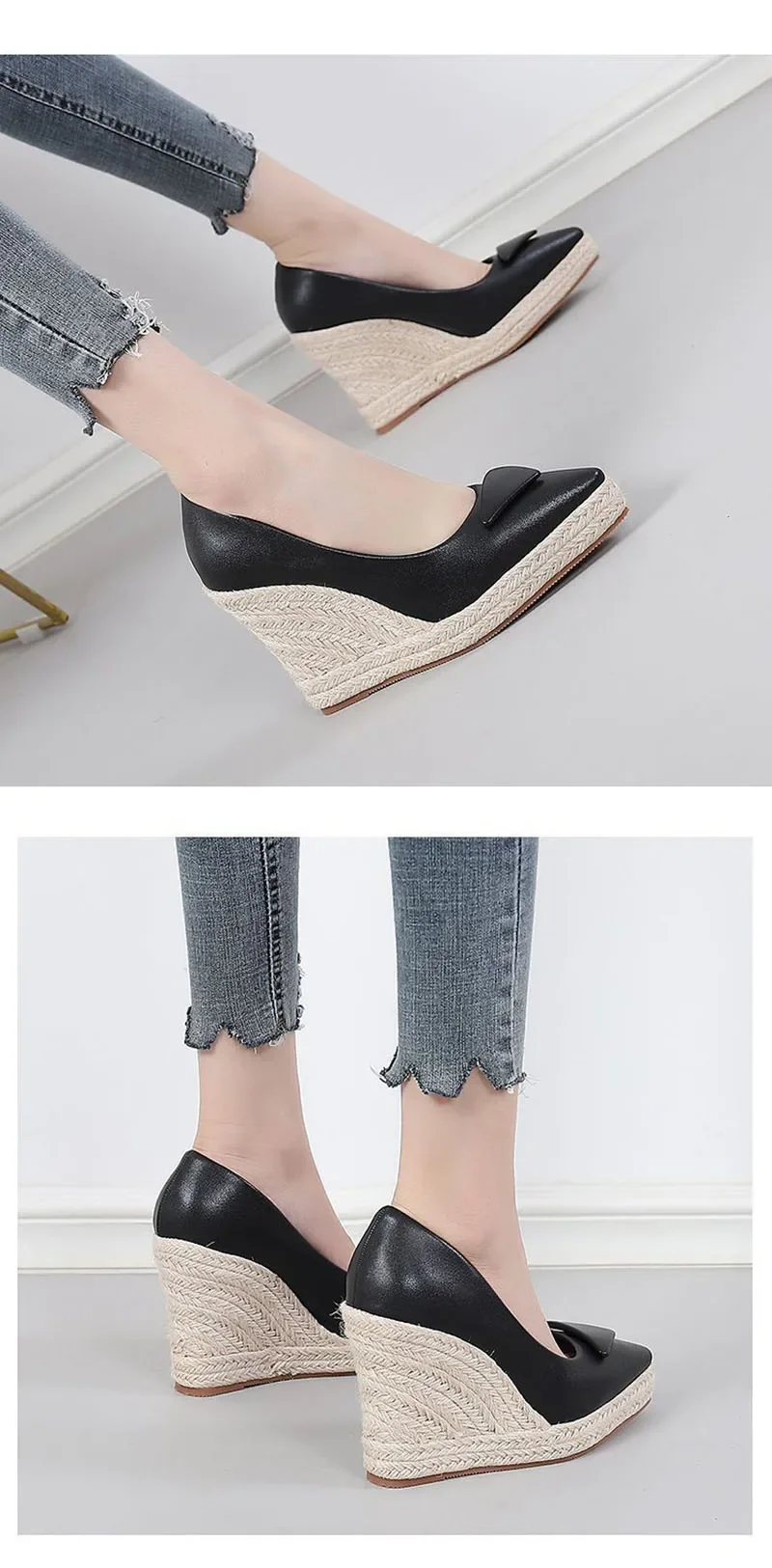 Neue Frühling Sommer Mode Damen Party Schuhe Marke Frauen Pumpen Spitz Keile High Heels Schwarz Rosa Große Größe 42 DX267 – Detail 9