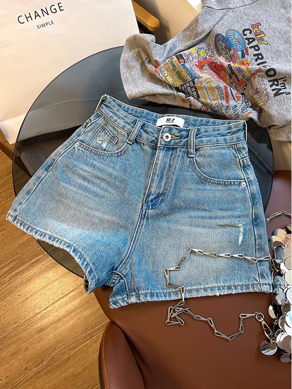 High Waist Wide Leg Jeans Shorts Women's Summer New Loose European Version Hot Pants Sexy A-Line Pants Trendy Casual Jeans ...