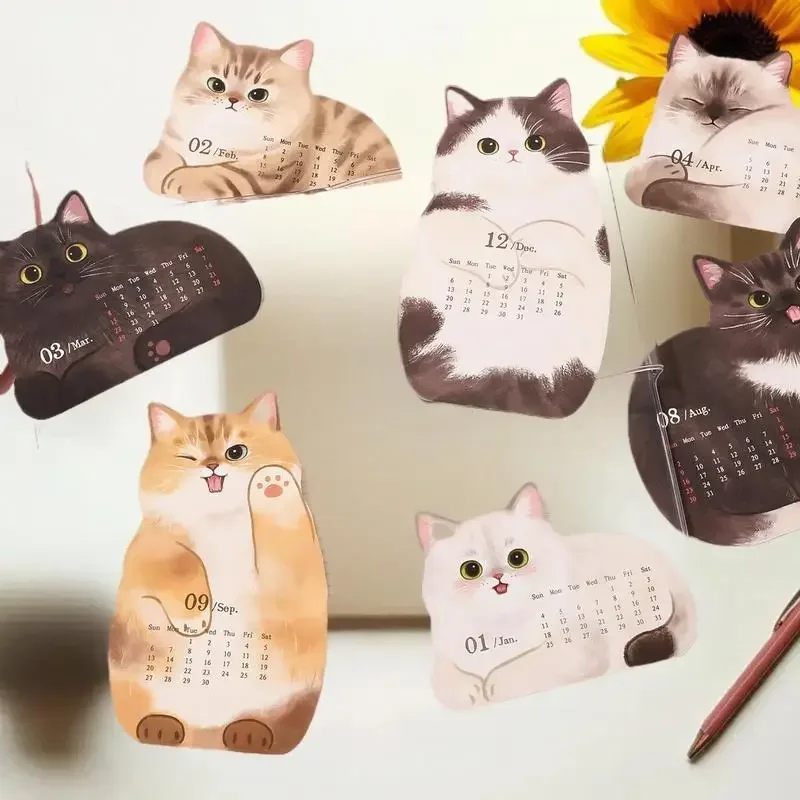 2026 bonito gato cão série mesa calendário planejador agenda anual organizador notas de memorando para escritório em casa escola agendador diário