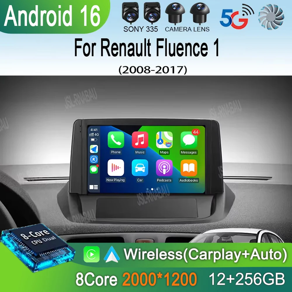 Car Radio Android 16 Wireless Carplay Auto For Renault Fluence 1 2008-2017 Multimedia Player Navigation Stereo GPS Head Unit DSP