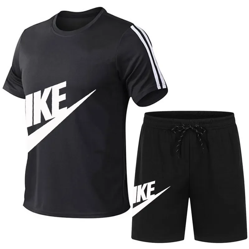 Summer Hot Men\'s T-shirt+shorts Set Men\'s Sports Set Print Leisure Fashion Breathable Short Sleeve T-shirt Set - Men\'s Sets