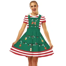 Robe de joyeux Noël pour femme, bonhomme de neige, fouling, rayure, wapiti, impression 3D, costume de cosplay de Noël, déguisement d'anime, vêtements pour adultes