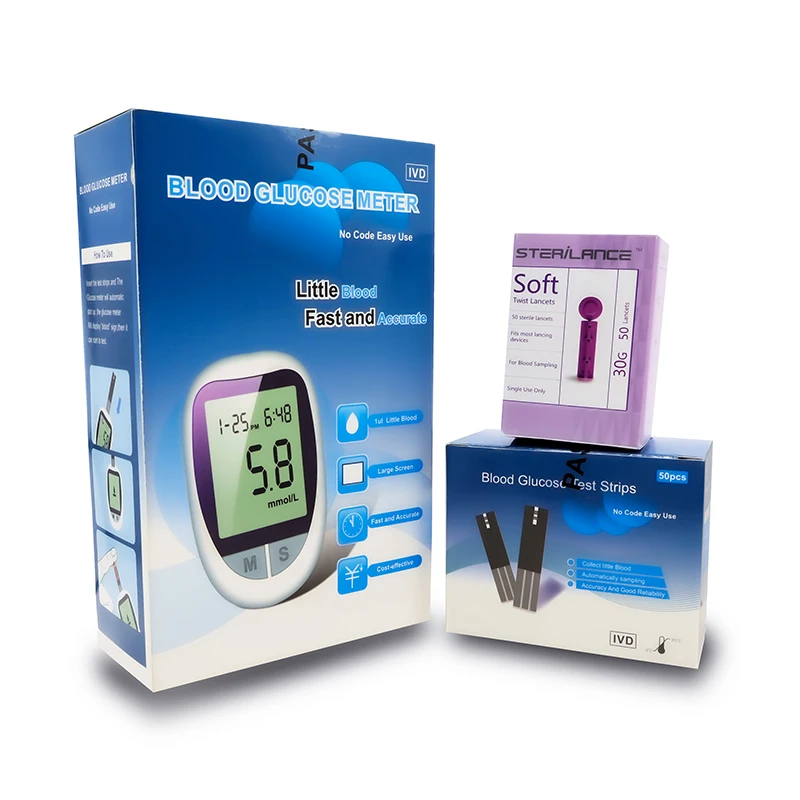 AJC Medical Glucometer 50/100pcs Test Strips Kit Lancets Blood glucose meter Kit Sugar Monitor Glucometro for diabetes freestyle