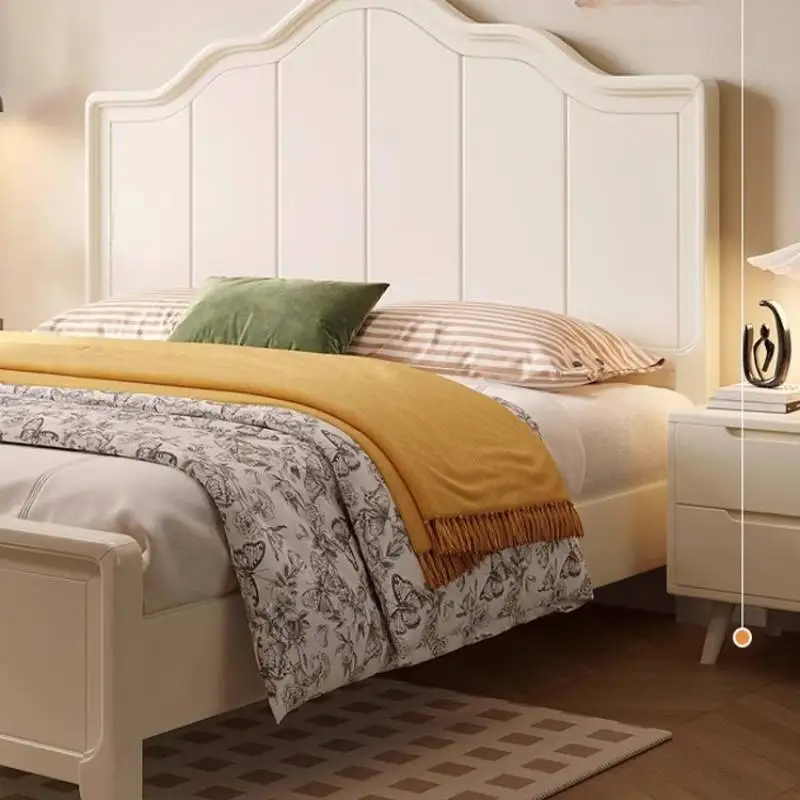 تصميم أستراليا سرير مزدوج بيج الحد الأدنى الأبيض الحديث التخييم سرير مزدوج الملك الحجم كاما خشبية أثاث المنزل الزوجي