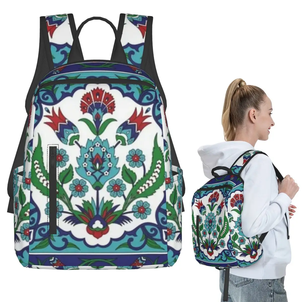 

Turkish Tile Pattern Vintage Iznik Cer Backpack Student BookBag Kids School Bag Laptop Shoulder Bags Boys Girls
