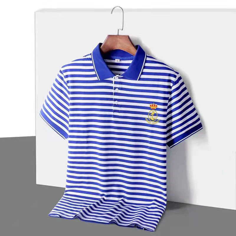 Armada Española Spanish Naval Sailor Striped Polo Shirts Sailor Telnyashka Short Sleeve Mens Cotton Stripe T-Shirt Breton Top