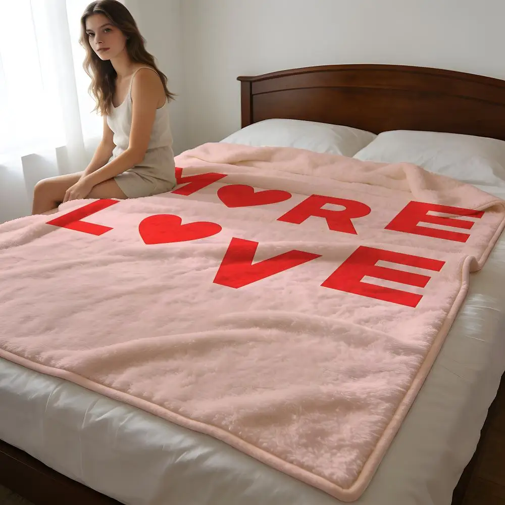 Manta de Felpa Corta de Alta Densidad Love Yourself Love Life para Sofá, Siesta, Habitación con Aire Acondicionado, Suave y Agradable al Tacto