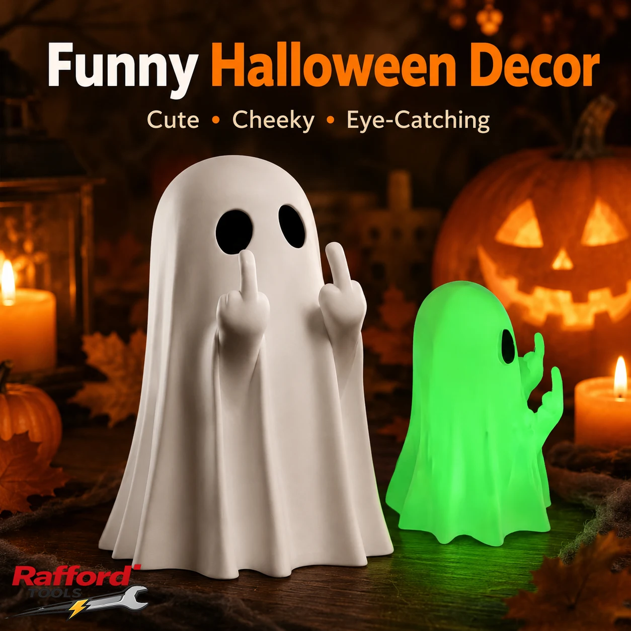 Cute Middle Finger Ghost Statue, Small Halloween Decor for Home, Centerpiece for Coffee Table, Adorable Horror Figure Se68f12cd722d47e6b74d636f36e632a5M