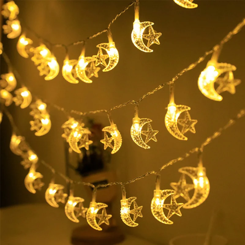 Ramadan Decoration 2025 Lighted Birch Trees Star Moon String Lights Eid Mubarak Tabletop Tree Decoration Islamic Muslim Supplies