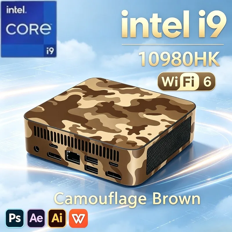 Slim Intel Core i9 10980HK Mini PC Gaming RAM 16GB M.2 SSD 1TB Portable Computer BT5.2 WiFi6 Office Gamer PC