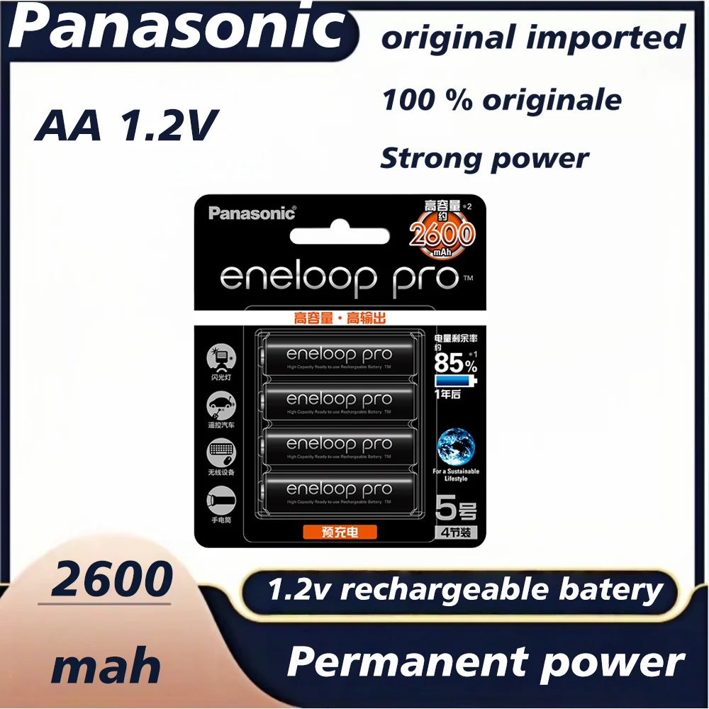 

100% Panasonic Eneloop Original Battery Pro AA 2600mAh 1.2V NI-MH Camera Flashlight Toy Pre-Charged Rechargeable Batteries