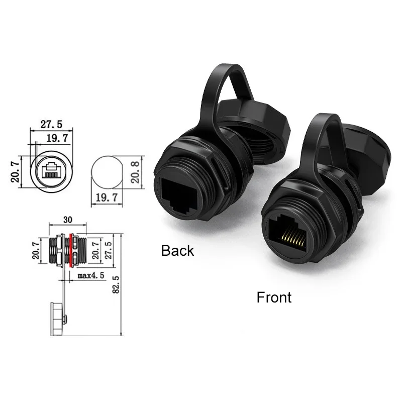 Waterproof Cat6A RJ45 Network Connector IP67 Circular M21/M25 Shielded rj45 Plug Panel Socket industrial Ethernet Bridge Joint