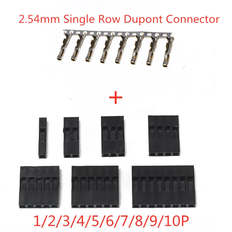 10sets 2.54mm 1P 2P 3P 4P 5P 6P 7P 8P 9P 10P Dupont Housing Plug With Dupont Female Terminal Dupont Connector