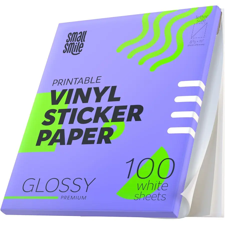 Printable Vinyl Sticker Paper for Inkjet Printer and Laser 100 White Glossy Sticker Paper Waterproof Durability Adhesive Paper 8