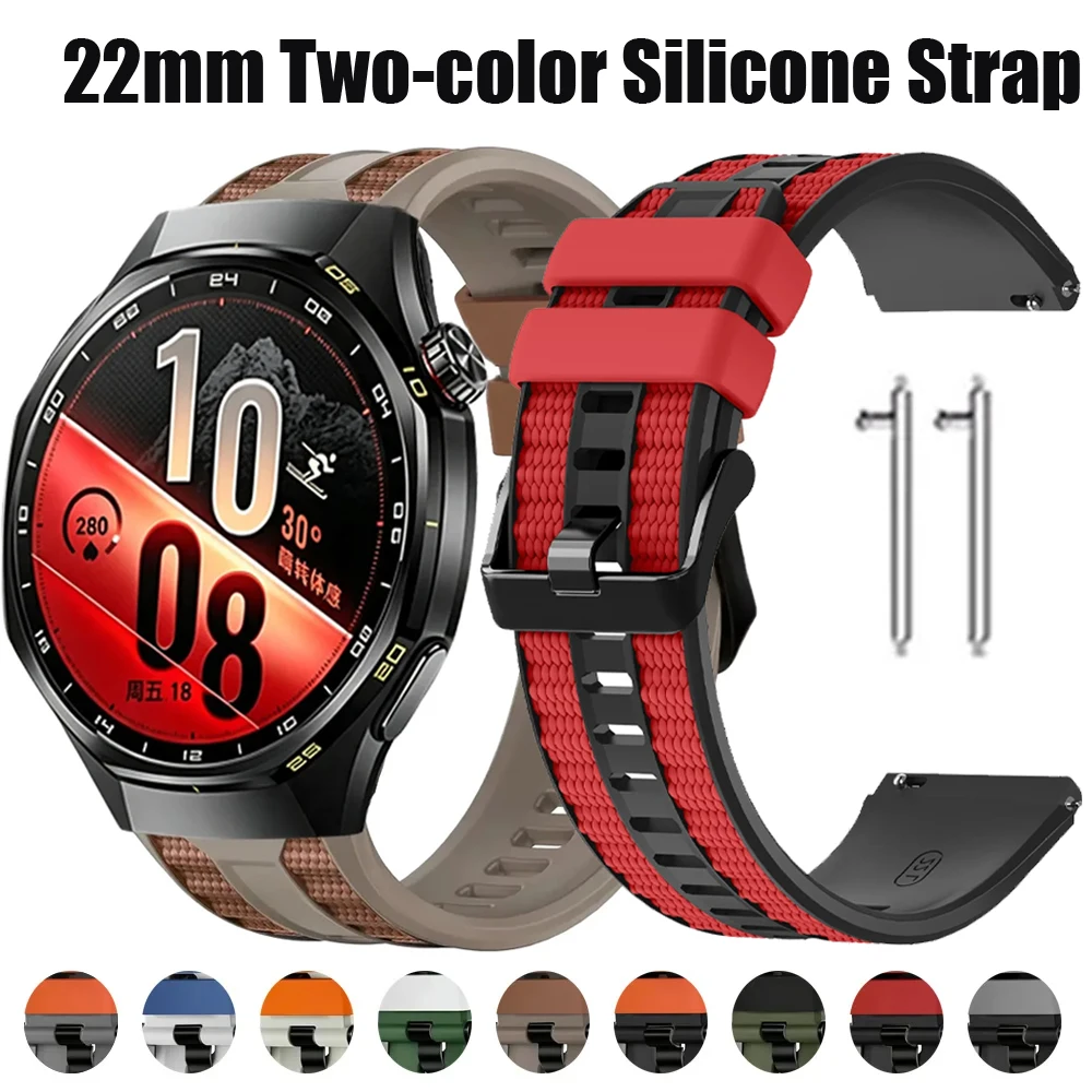 22mm Zweifarbiges Silikonarmband für Huawei Watch 5 GT7/6/5/4 GT7 Pro 46mm Komfortables Armband Huawei Watch Ultimate 2/GT Runner 2
