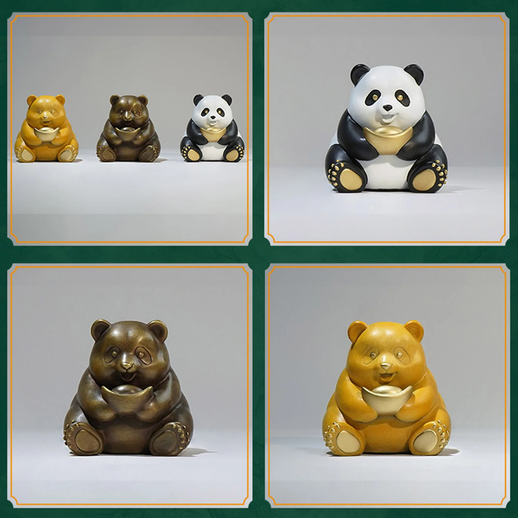 National Treasure Panda Model Brass Sculpture Metal Animal Figure Ornament Home Scene Collectible Decoration Birthday Gift
