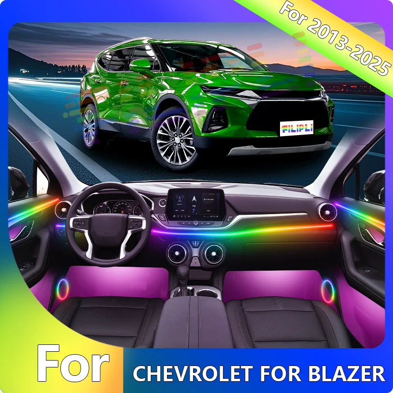 

FILIPLI For The CHEVROLET BLAZER For 2022 DIY 64 RGB Car Interior Light Strip Music Sync Dynamic Atmosphere Light By App Control