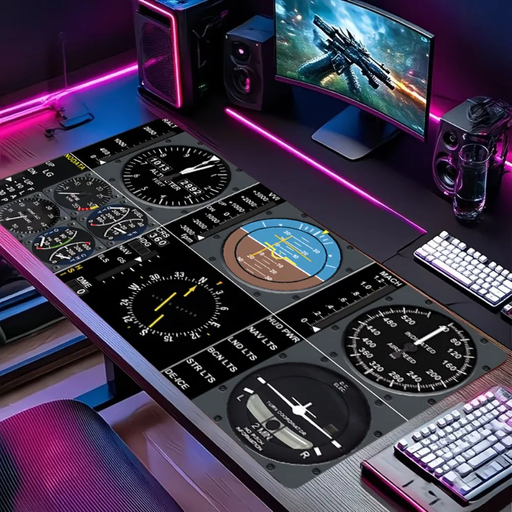 CIFBUY Large Mouse Pad Rubber Non Slip Gaming Desk Mat Aircraft Cockpit Instrument Dashboard Pattern Art Office Laptop Protector