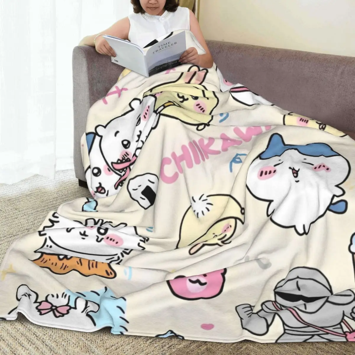 Cute Chiikawa Blanket Quality Super Soft Bedding Throws Winter Decorative Bedroom Street Trend Bedspread