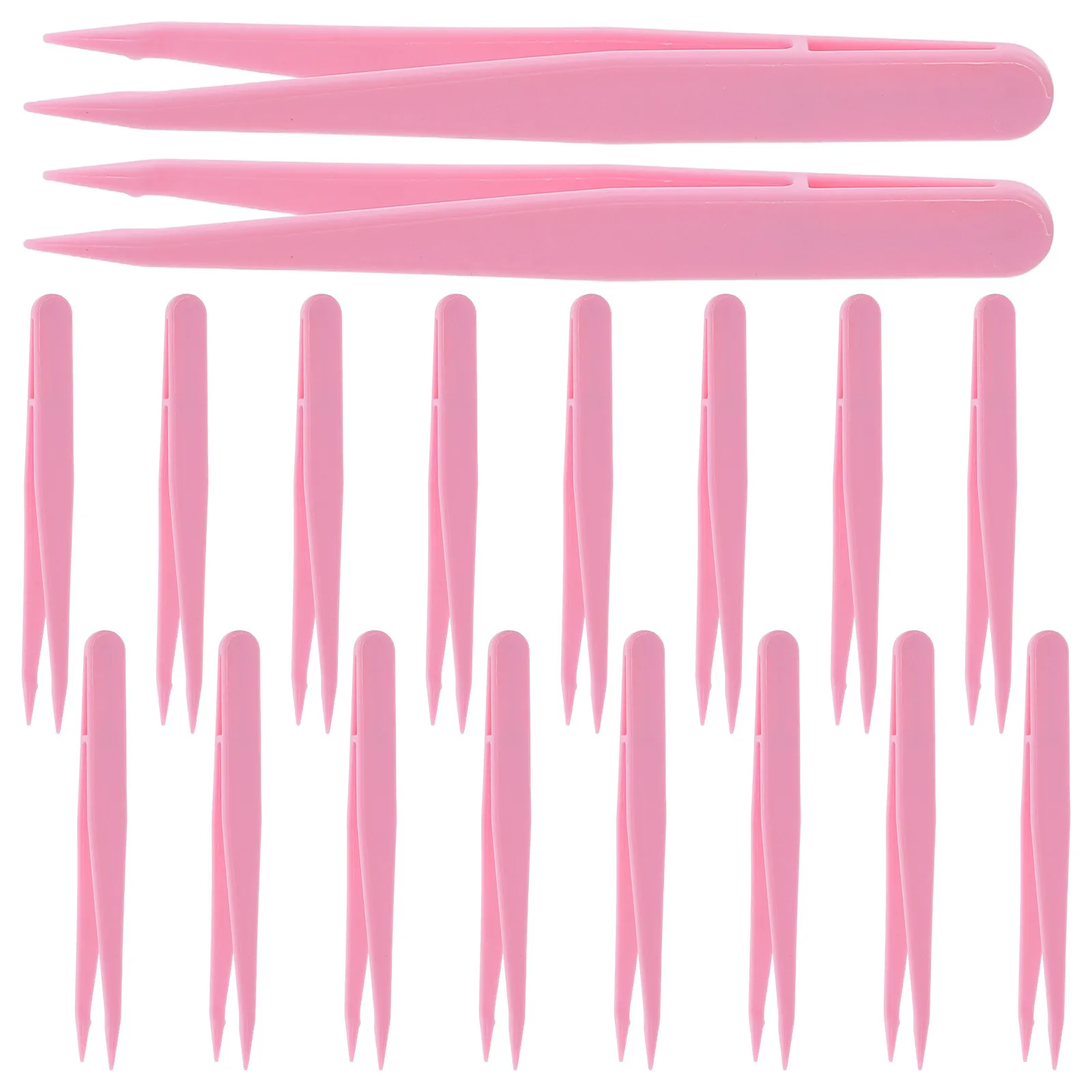 20Pcs Children's Plastic Tweezers Straight Tip Safe Fine Motor Skill Tools Multipurpose Bead Tweezers for Crafts Jewelry Making