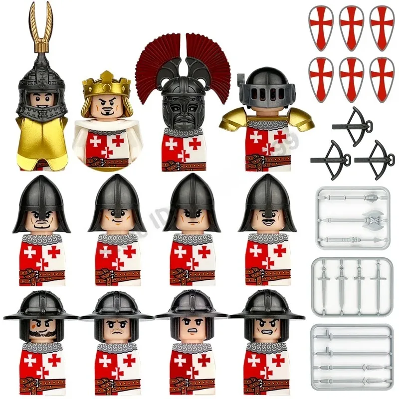 Mittelalterliche Europa-Militärfiguren Bausteine Römische Krieger Soldaten Burg Ritter Königliche Garde König Skelett Legion Bausteine – Detail 3