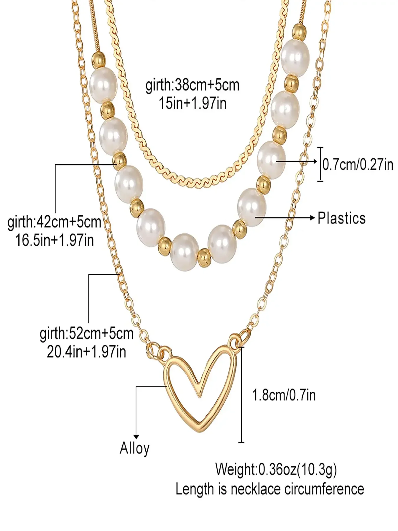 Faux Pearl Decorated Heart Design Layered Necklace, Multilayer Necklace, Love Heart Necklace, Fashion Jewelry for Party, Daily Clothing Decor, Trendy All-match & Exquisite Jewelry for Birthday Gift, Fashionable Jewelry Accessories, Fashion Accessory