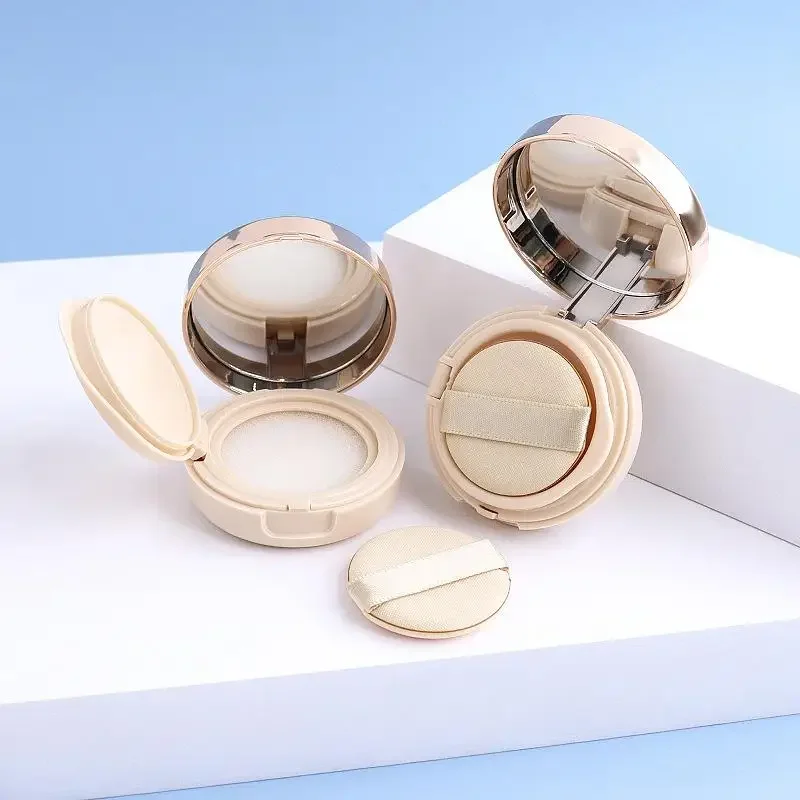 Rose Gold Mini Empty Air Cushion Puff Box Portable Cosmetic Makeup Case Container With Sponge Mirror For BB Cream Foundation
