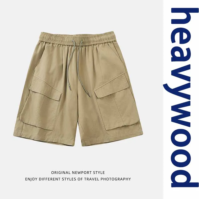 

Men's Summer Thin Ice Silk Dry Casual Loose Cargo Shorts Man Workwear Orts Five-Quarter Length Multi-ket Sports Mid-Pants