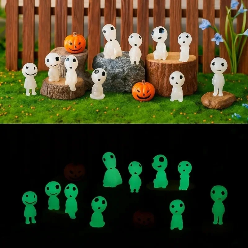 5-30pcs Luminous Elves Cute Garden Mini Figures Fish Tank Decor Kodama Glow in The Dark Figures Resin Micro Landscape Figure