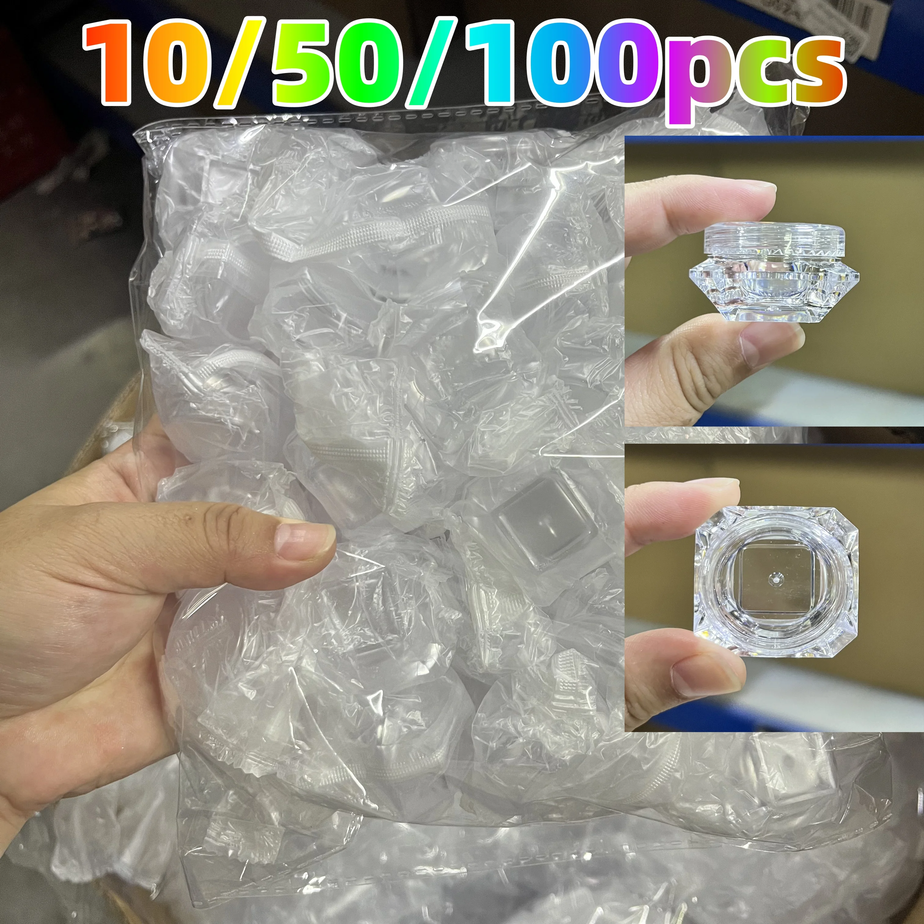 10/50/100pcs 3g Diamond Shape Empty Small Sample Tins Nail Art Makeup Pot Eyeshadow Cream Lip Balm Container Nail Organizer Box*