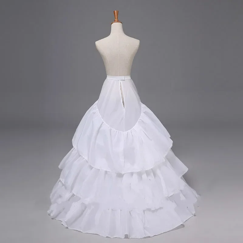 Jupon complet en filet de tulle pour robe de mariée, crinoline, 3 cerceaux, 3 couches, sous-jupe de train