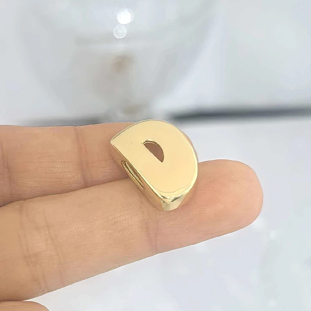 QMHJE Initial Alphabet Buchstaben Spacer Perlen für Armband Großes Loch Stern Herz Charm Anhänger Gold Farbe DIY Herstellung Kupfer Großhandel