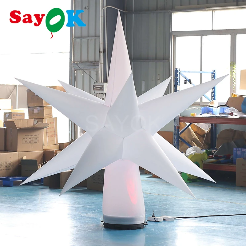 Inflatable Star Lighting Ground Decoration Inflatable Star Balloon Angle with Air Blower for Event Stage Party Holiday Decor