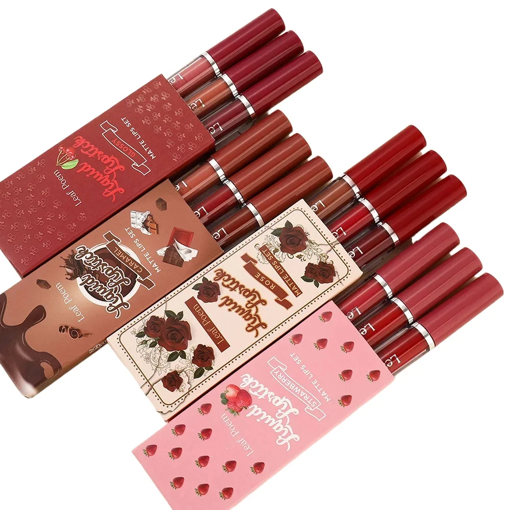 

Waterproof Lip Gloss Set Moisturizing Lipstick Set Beauty Cosmetics Rose Lip Gloss