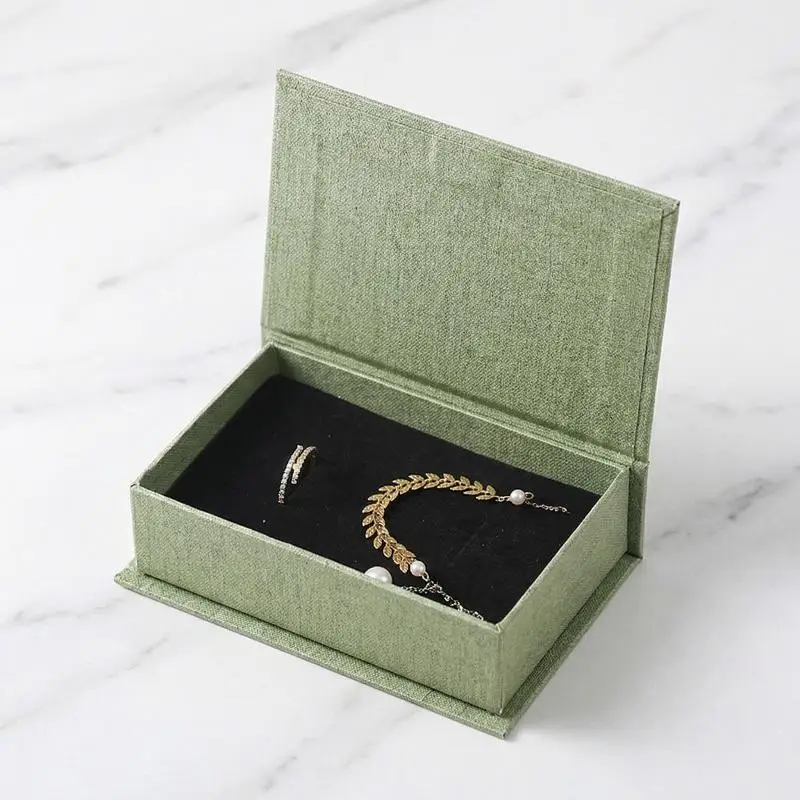 Book Style Magnetic Jewelry Box Soft Foam Lined for Rings Earrings Bracelets Compact Storage Gift Option