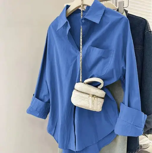 

Women's Clothing 2025 Autumn and Winter Casual Vacation Button Long Sleeved Versatile Shirt Simple Loose and Comfortable Shirt