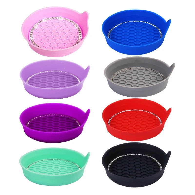 

652F 2Pcs Car Cup Holder Pad Universal Bottle Holder Insert Coasters Silicone Mat Rhinestones Drink Cup Holder Pad
