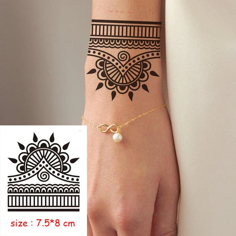 Waterproof tattoo sticker flower vintage pattern totem hand back fake tatoo water transfer flash body art temporary tatto