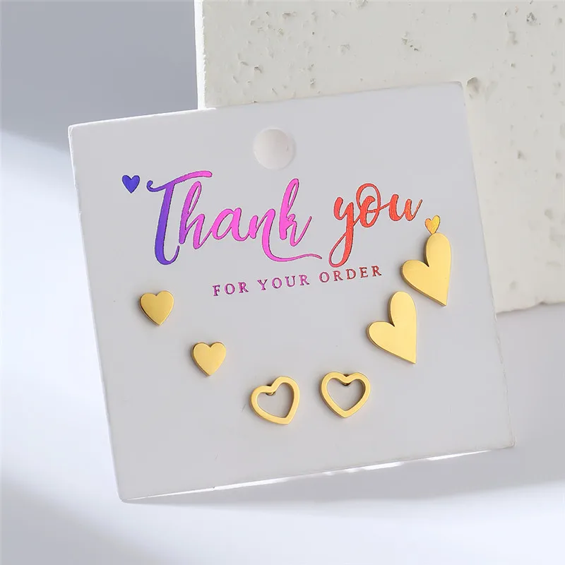 3Pair/set Romantic Stainless Steel Heart Earring Creative Geometric Ear Jewelry Couple Valentine's Day Earrings Gift Accessories