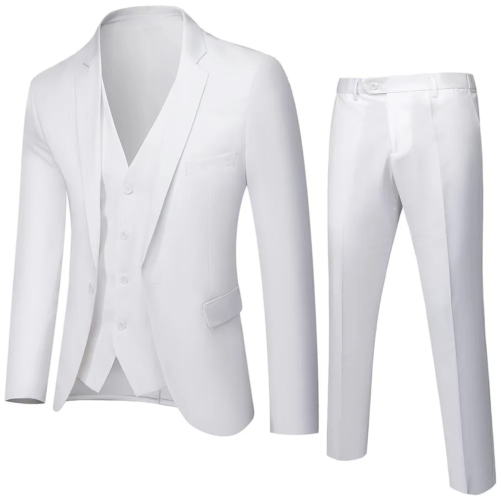 Men Suits 3 Pieces Set Notched Lapel Slim Fit Tuxedo Formal Smart Casual Wedding Business  Suit Two Button Customizable