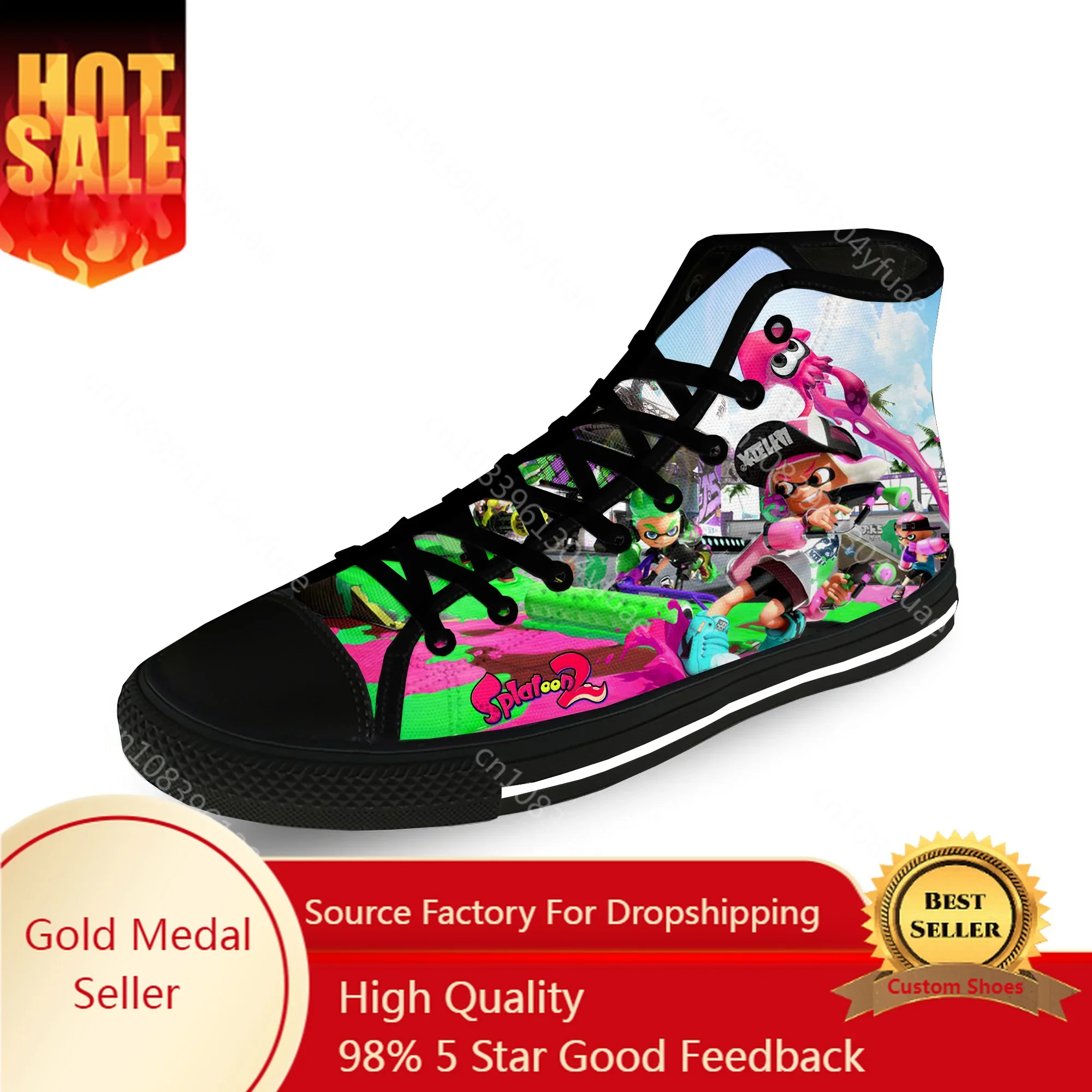 

Game Anime SPLATOON 2 Kawaii Casual Cloth Fashion 3D Print High Top Canvas Shoes Men Women Lightweight Breathable Sneakers