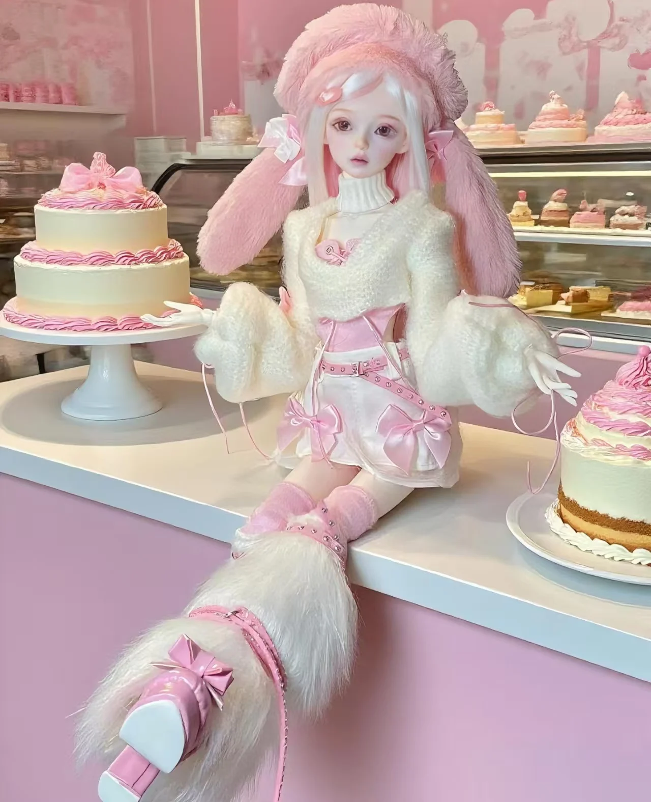 

1/4 Электронная кукла Bjd для домашних животных Shugafairy Bast, подвижная кукла из смолы, розовая шапка с заячьими ушками, подарок на день Святого Валентина, нарядная кукла для девочки