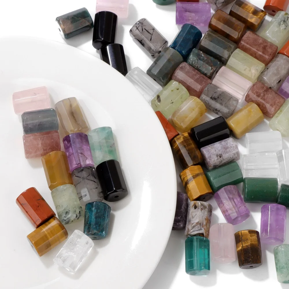 12x17mm Kamień naturalny Fasetowany kamień cylindryczny Koraliki gładkie Luźne wisiorki dystansowe Koralik do tworzenia biżuterii Ręcznie robione 1PC