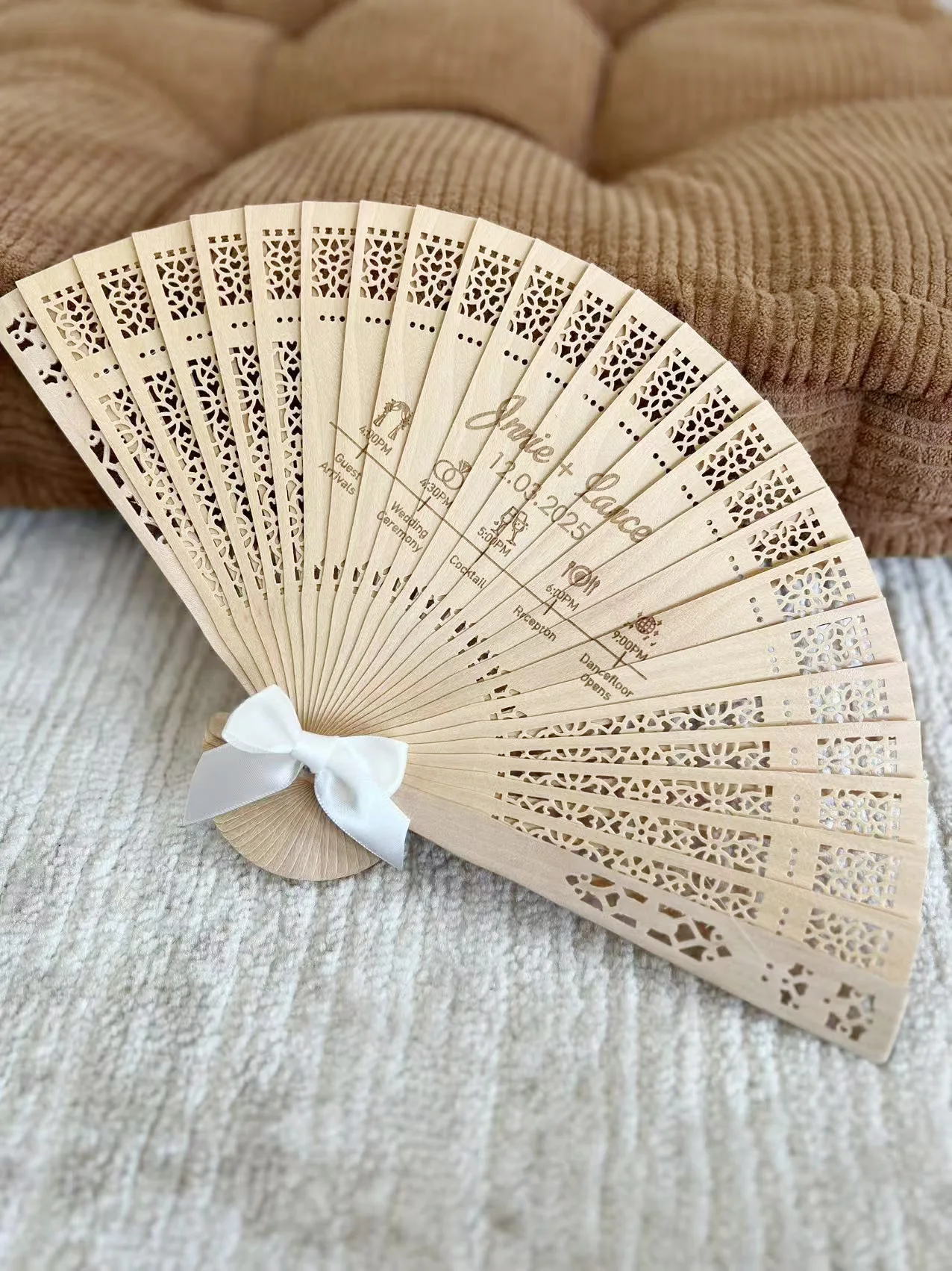 

Custom Silk Bamboo Hand Fans,Personalized Wedding Favors,Laser Engraved Logo Text, Cheap Baptism Party Gifts