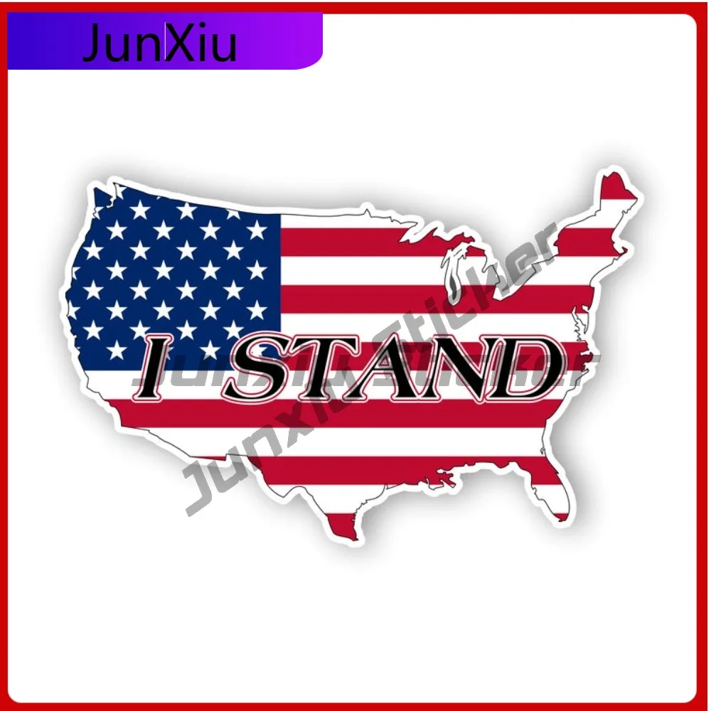 

I Stand United States Decal American Flag Support Sticker Car Camper Windows Windshield Luggage Kayak Suv Truck Laptop Waterproo