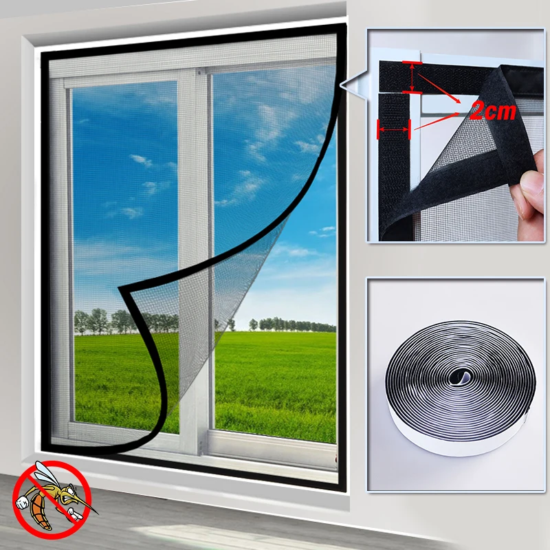 DTGJ Insect Mosquito Nets for Window Screen Mesh Custom Size Tulle Invisible Black Fiberglass Against Mosquitoes and Flies
