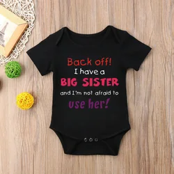I Have A Big Sister Funny Letter Printed Newborn Baby Bodysuit Short Sleeves Body Baby Boy Onesie Cute Baby Girl Romper Clothes
