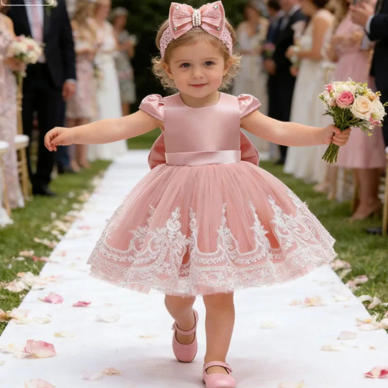 

Праздничное платье для малышки, элегантное летнее платье для новорожденных на 100-летие, платье принцессы для девочки на день рождения, платье-комбинезон с короткими рукавами и бантом